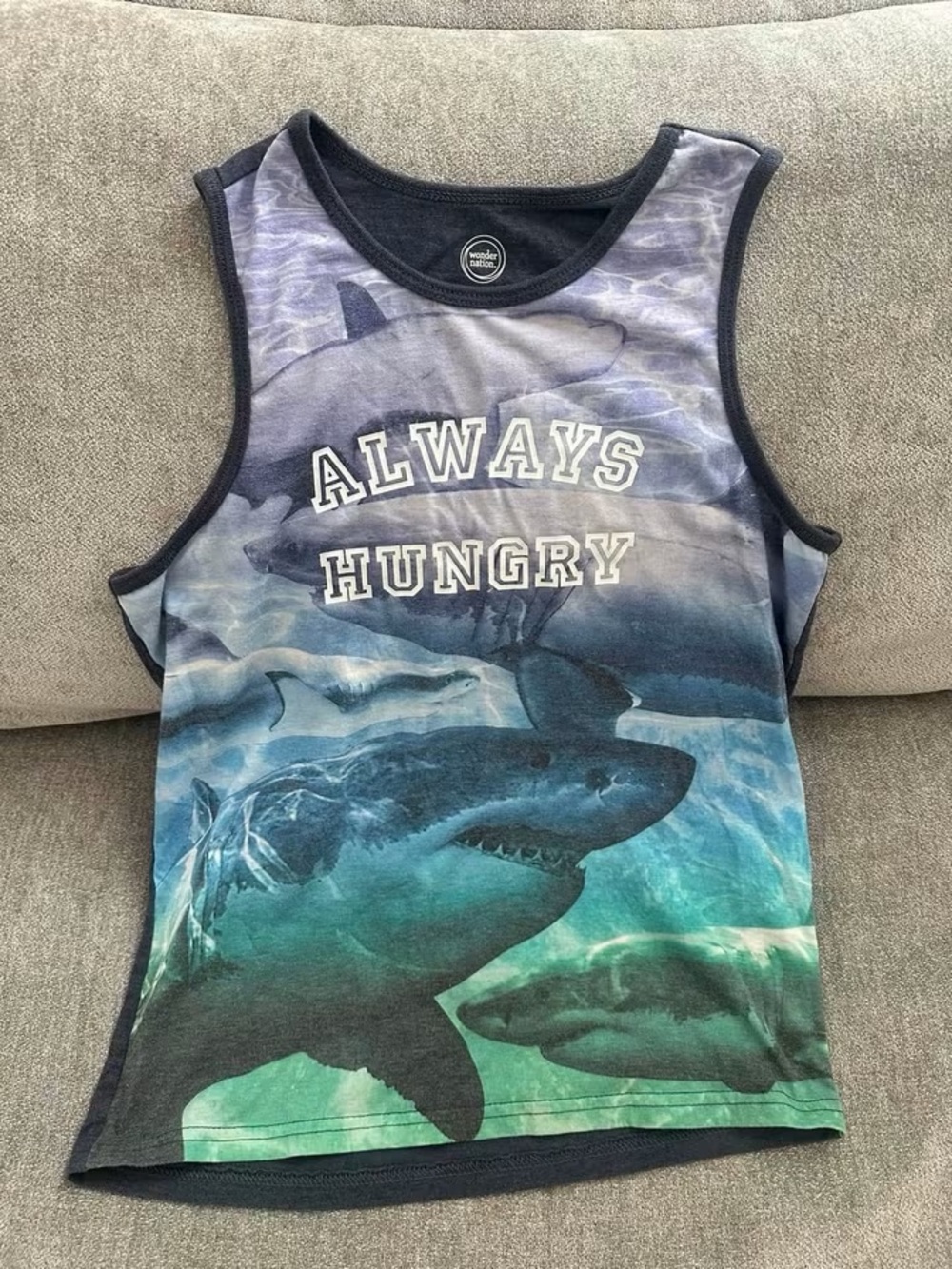 Boys Wonder Nation Shark Graphic Tank Top - Blue, Green